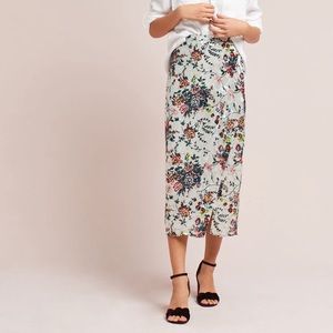 Anthropologie Maeve velvet silk pencil skirt